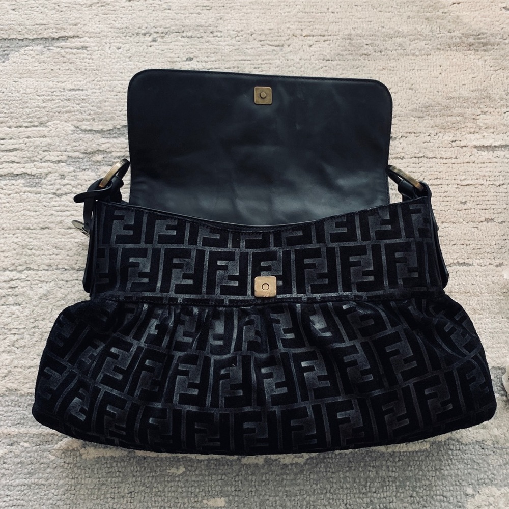 Fendi Black Grande Borsa Chef Suede Leather Bag - Picture 8 of 13